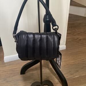 Think Rolyn Shiny Black Petite Bar Bag NWT